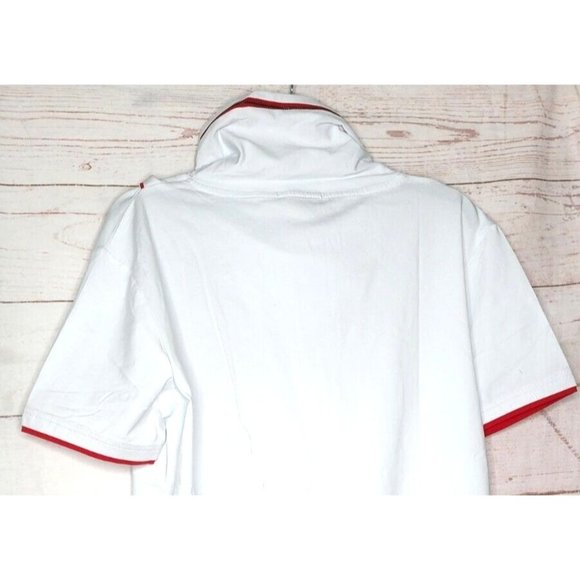 Vassari Los Angeles High Zipper Collar Large Red White Designer Shirt - Picture 7 of 10